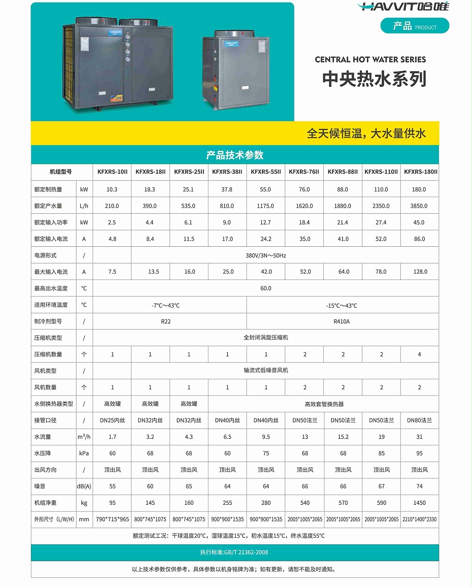 哈唯空氣能熱水器參數